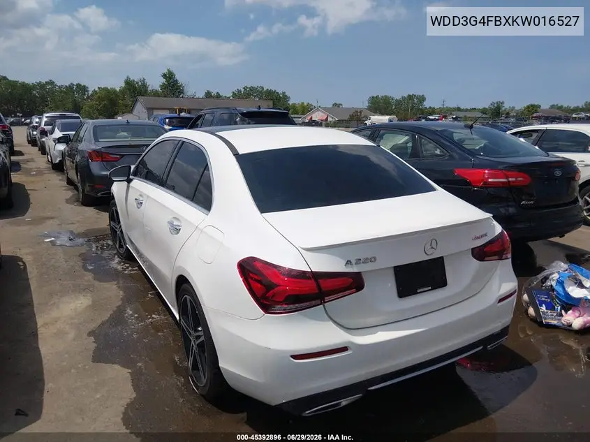 2019 Mercedes-Benz A 220 4Matic VIN: WDD3G4FBXKW016527 Lot: 45392896