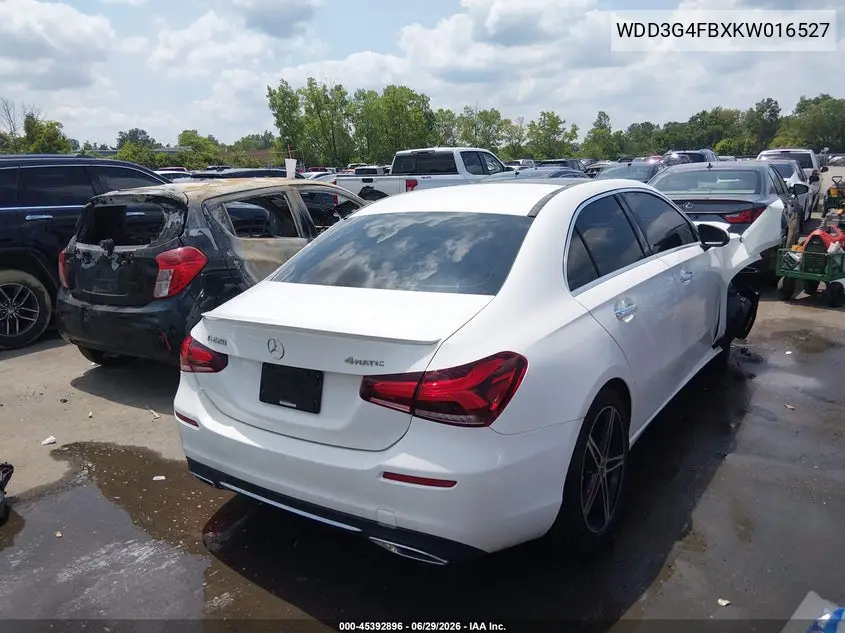 2019 Mercedes-Benz A 220 4Matic VIN: WDD3G4FBXKW016527 Lot: 45392896