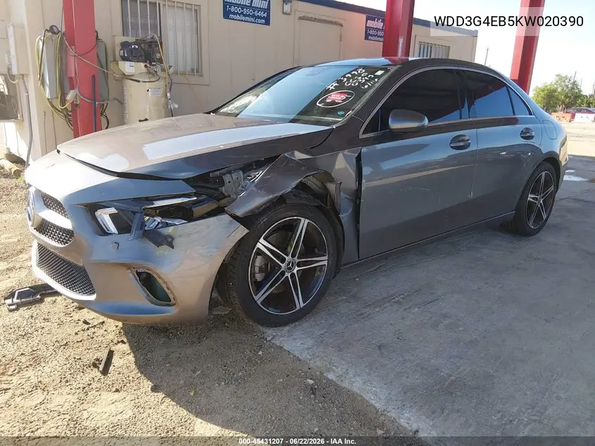 2019 Mercedes-Benz A 220 VIN: WDD3G4EB5KW020390 Lot: 45431207