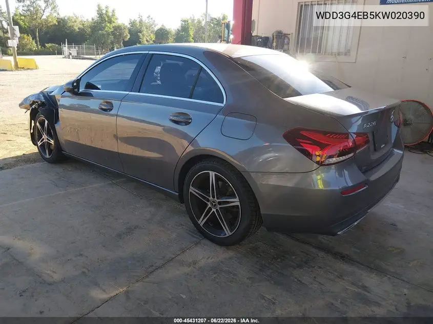 2019 Mercedes-Benz A 220 VIN: WDD3G4EB5KW020390 Lot: 45431207