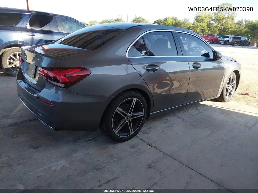2019 Mercedes-Benz A 220 VIN: WDD3G4EB5KW020390 Lot: 45431207