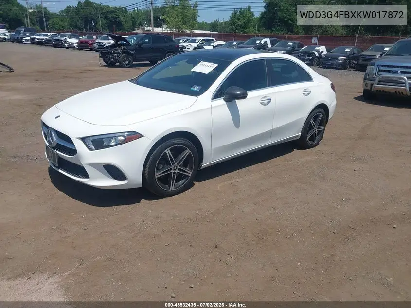 2019 Mercedes-Benz A 220 4Matic VIN: WDD3G4FBXKW017872 Lot: 45532435