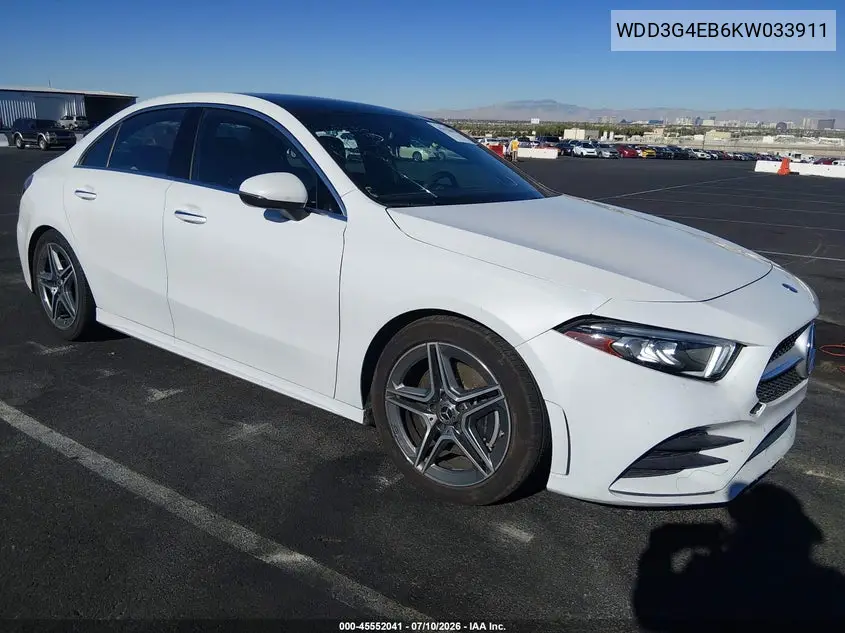 2019 Mercedes-Benz A 220 VIN: WDD3G4EB6KW033911 Lot: 45552041