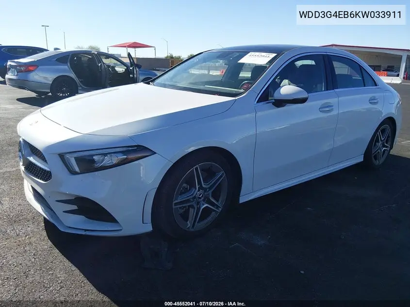 2019 Mercedes-Benz A 220 VIN: WDD3G4EB6KW033911 Lot: 45552041
