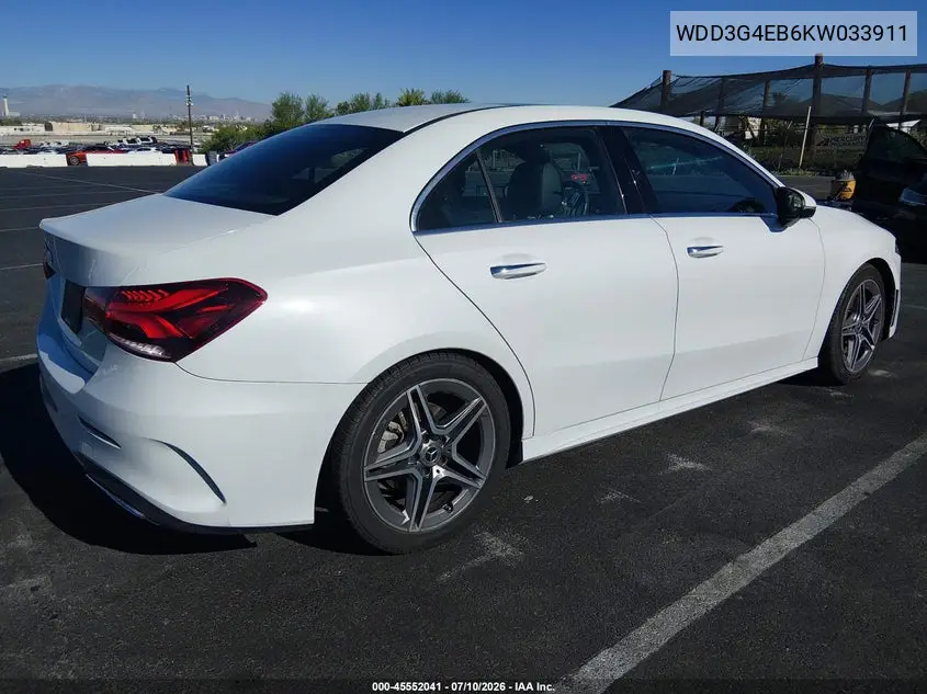 2019 Mercedes-Benz A 220 VIN: WDD3G4EB6KW033911 Lot: 45552041