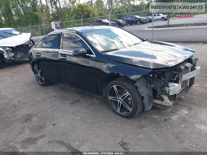 2019 Mercedes-Benz A 220 4Matic VIN: WDD3G4FB1KW024175 Lot: 45560098