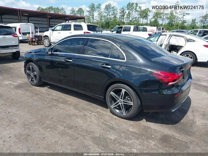 2019 Mercedes-Benz A 220 4Matic VIN: WDD3G4FB1KW024175 Lot: 45560098