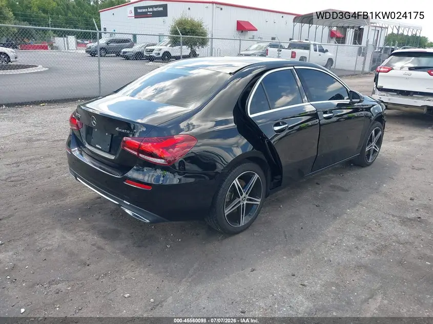 2019 Mercedes-Benz A 220 4Matic VIN: WDD3G4FB1KW024175 Lot: 45560098