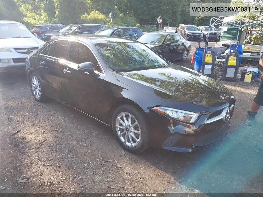 2019 Mercedes-Benz A 220 VIN: WDD3G4EB5KW003119 Lot: 45564793