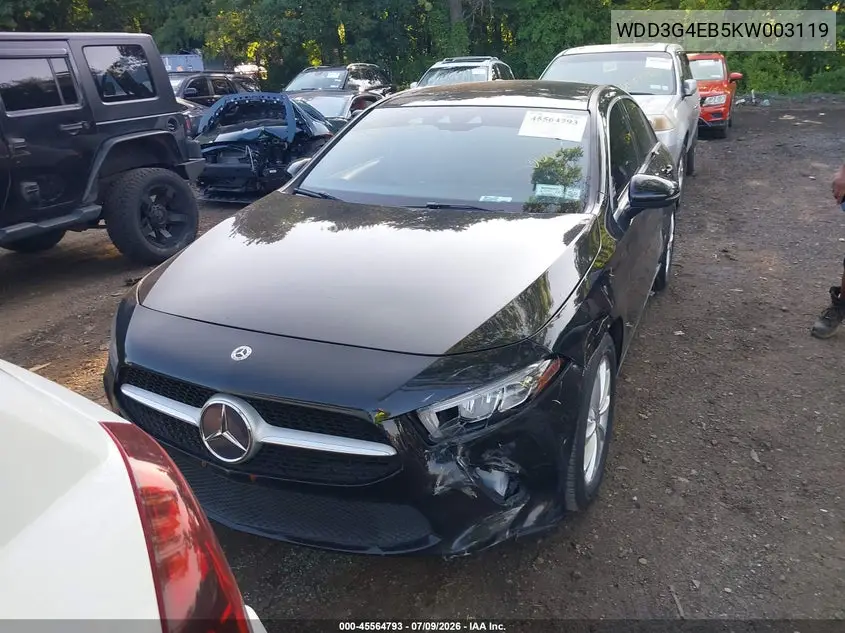2019 Mercedes-Benz A 220 VIN: WDD3G4EB5KW003119 Lot: 45564793