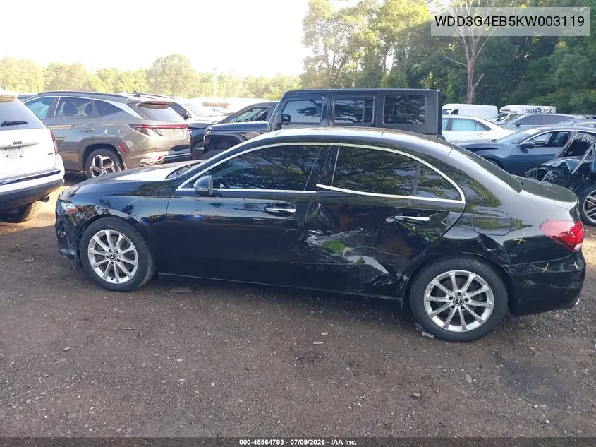 2019 Mercedes-Benz A 220 VIN: WDD3G4EB5KW003119 Lot: 45564793