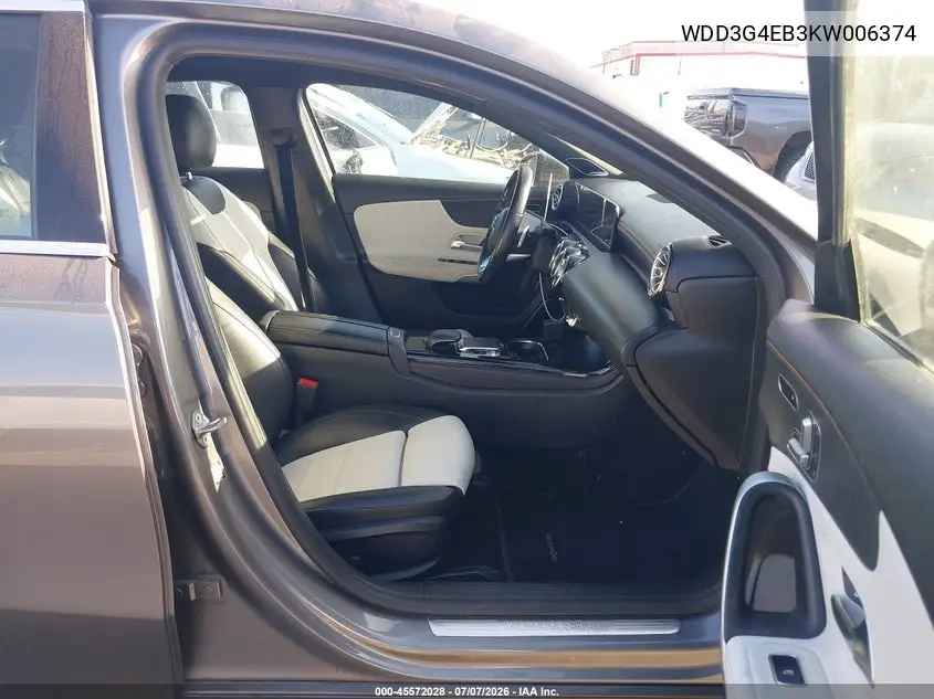 2019 Mercedes-Benz A 220 VIN: WDD3G4EB3KW006374 Lot: 45572028