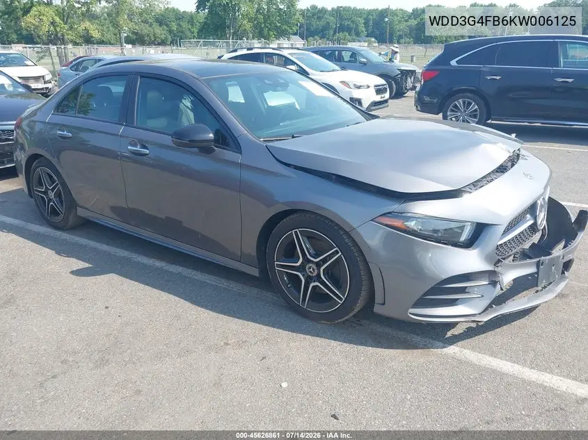 2019 Mercedes-Benz A 220 4Matic VIN: WDD3G4FB6KW006125 Lot: 45626861