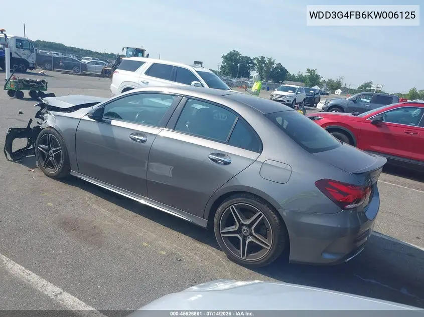 2019 Mercedes-Benz A 220 4Matic VIN: WDD3G4FB6KW006125 Lot: 45626861