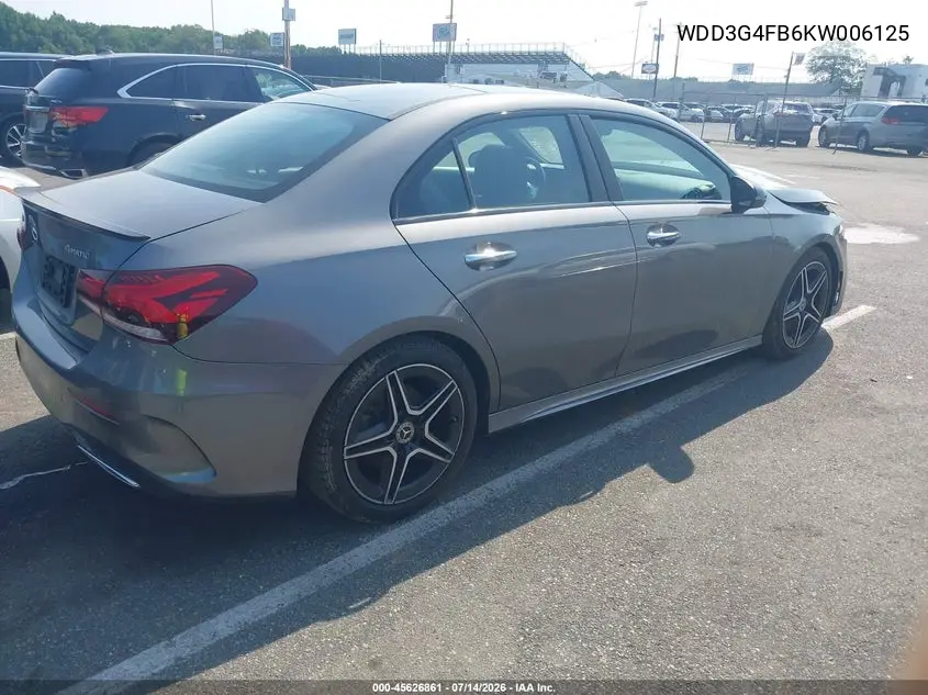 2019 Mercedes-Benz A 220 4Matic VIN: WDD3G4FB6KW006125 Lot: 45626861