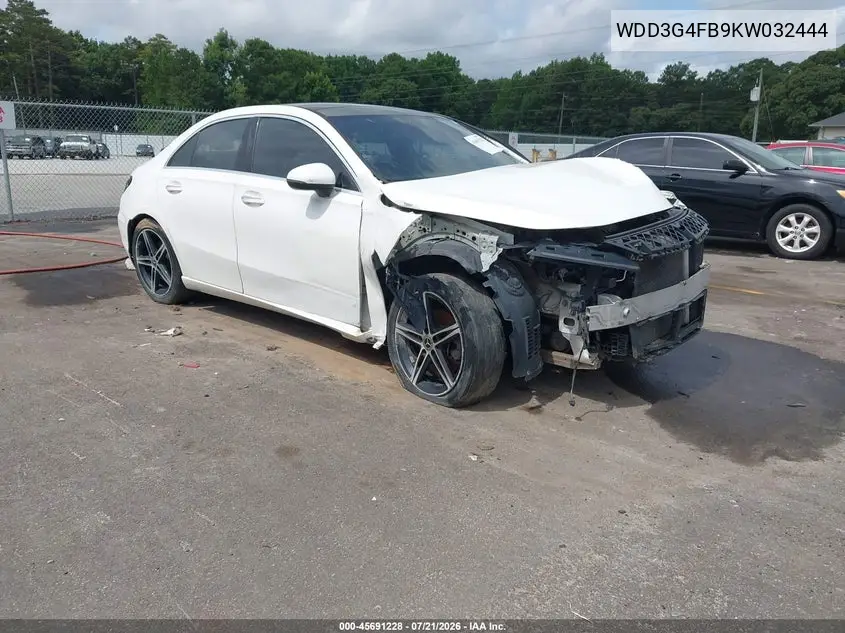 2019 Mercedes-Benz A 220 4Matic VIN: WDD3G4FB9KW032444 Lot: 45691228