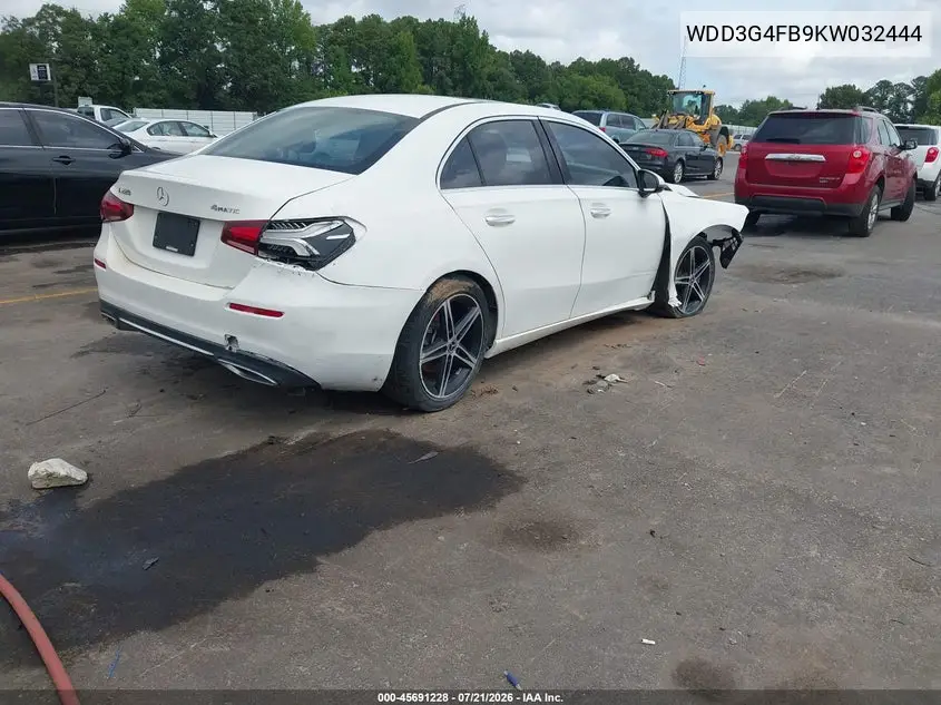2019 Mercedes-Benz A 220 4Matic VIN: WDD3G4FB9KW032444 Lot: 45691228