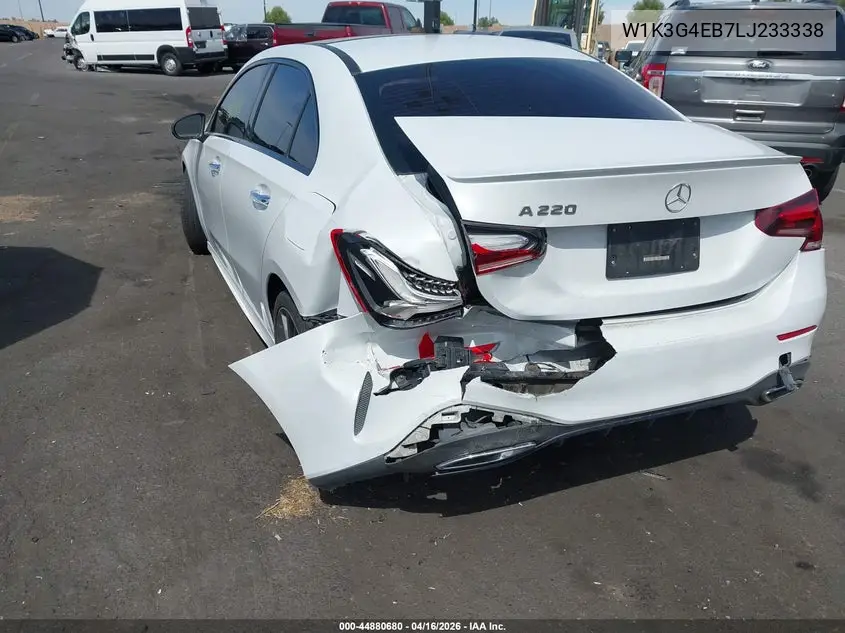 2020 Mercedes-Benz A 220 VIN: W1K3G4EB7LJ233338 Lot: 44880680