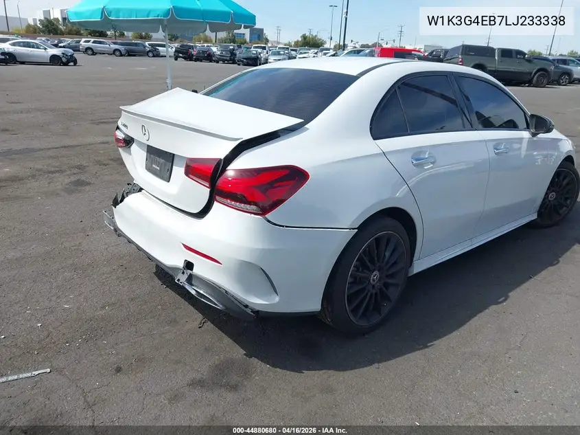 2020 Mercedes-Benz A 220 VIN: W1K3G4EB7LJ233338 Lot: 44880680