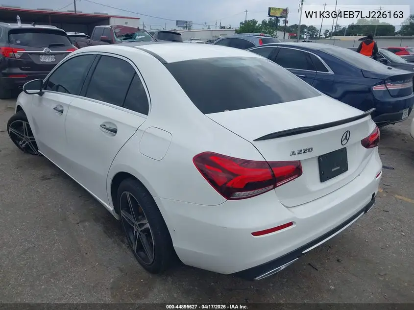 2020 Mercedes-Benz A 220 VIN: W1K3G4EB7LJ226163 Lot: 44895627