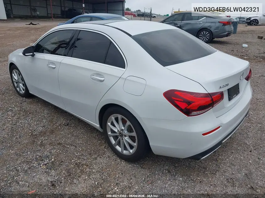 2020 Mercedes-Benz A 220 VIN: WDD3G4EB6LW042321 Lot: 45212350