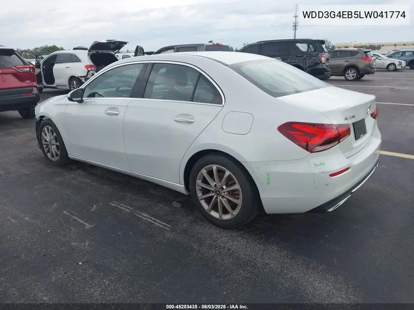 2020 Mercedes-Benz A 220 VIN: WDD3G4EB5LW041774 Lot: 45283435