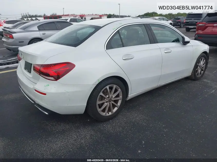2020 Mercedes-Benz A 220 VIN: WDD3G4EB5LW041774 Lot: 45283435