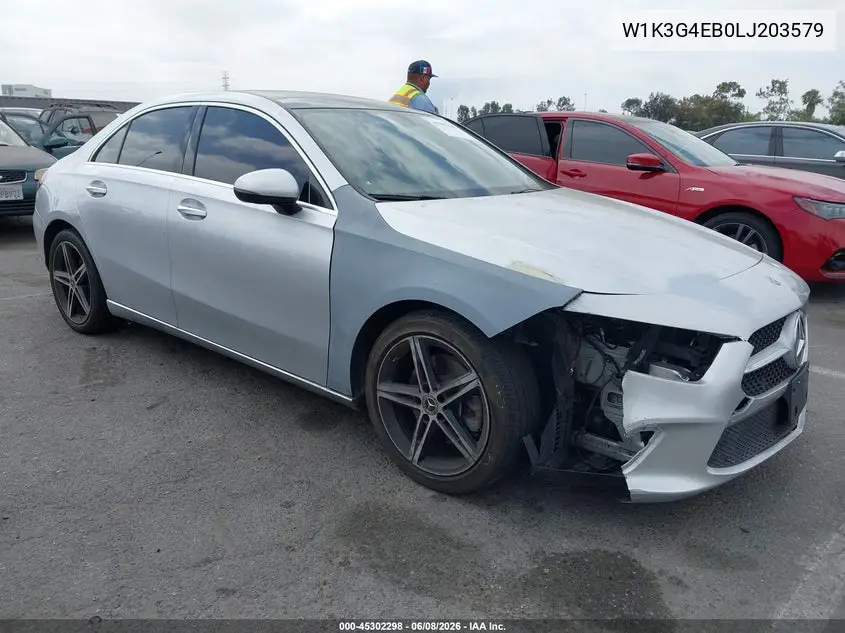 2020 Mercedes-Benz A 220 VIN: W1K3G4EB0LJ203579 Lot: 45302298