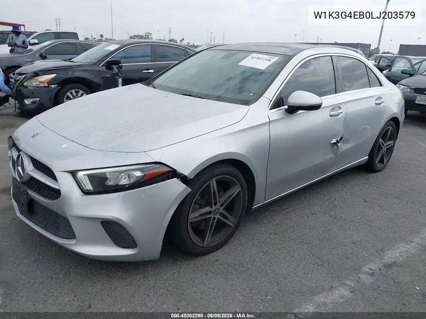 2020 Mercedes-Benz A 220 VIN: W1K3G4EB0LJ203579 Lot: 45302298
