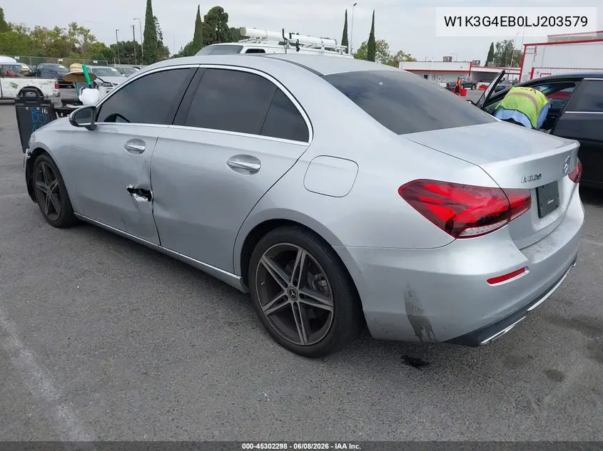 2020 Mercedes-Benz A 220 VIN: W1K3G4EB0LJ203579 Lot: 45302298