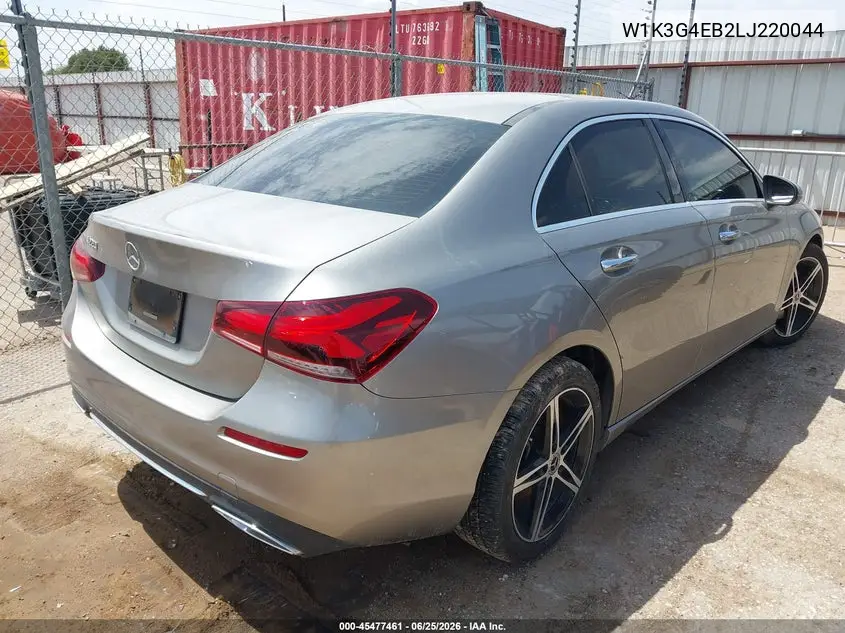 2020 Mercedes-Benz A 220 VIN: W1K3G4EB2LJ220044 Lot: 45477461