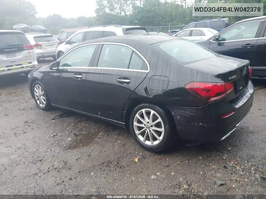 2020 Mercedes-Benz A 220 4Matic VIN: WDD3G4FB4LW042378 Lot: 45504738