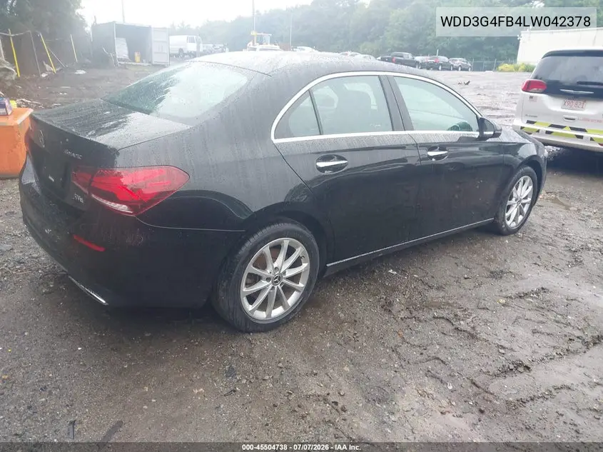 2020 Mercedes-Benz A 220 4Matic VIN: WDD3G4FB4LW042378 Lot: 45504738