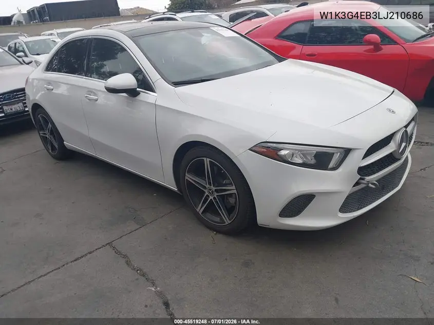 2020 Mercedes-Benz A 220 VIN: W1K3G4EB3LJ210686 Lot: 45519248