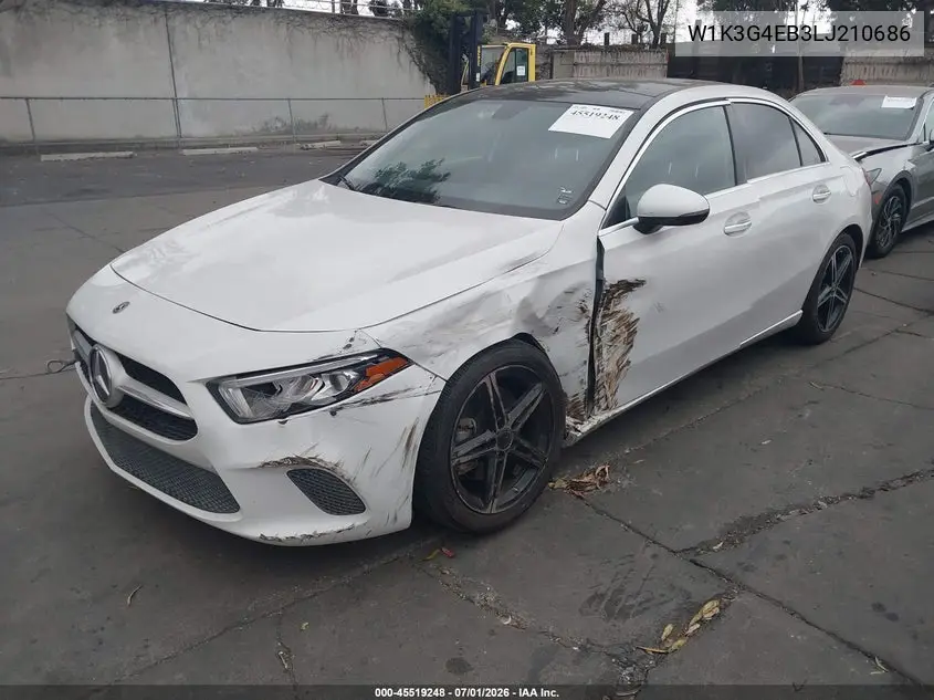 2020 Mercedes-Benz A 220 VIN: W1K3G4EB3LJ210686 Lot: 45519248
