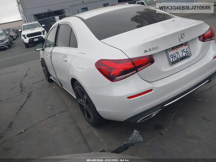 2020 Mercedes-Benz A 220 VIN: W1K3G4EB3LJ210686 Lot: 45519248