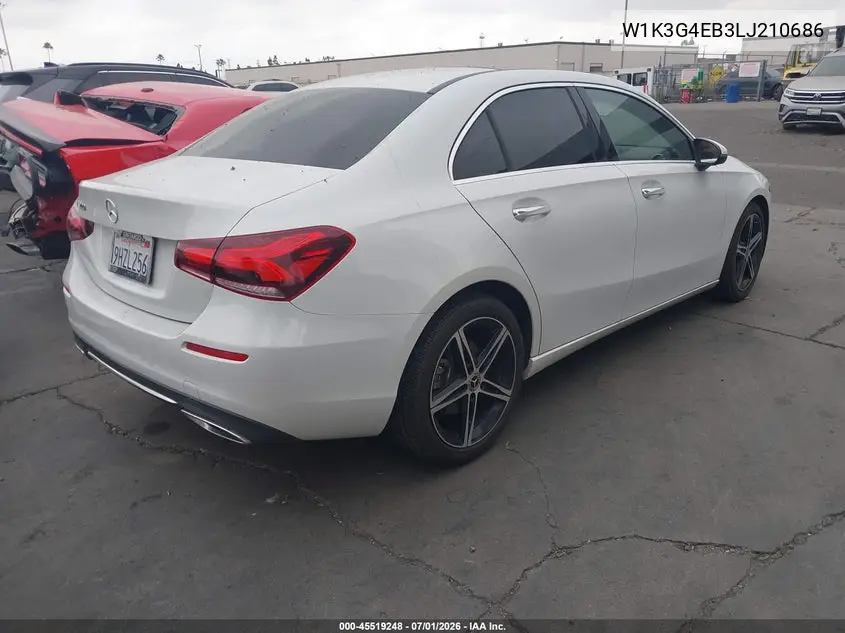 2020 Mercedes-Benz A 220 VIN: W1K3G4EB3LJ210686 Lot: 45519248