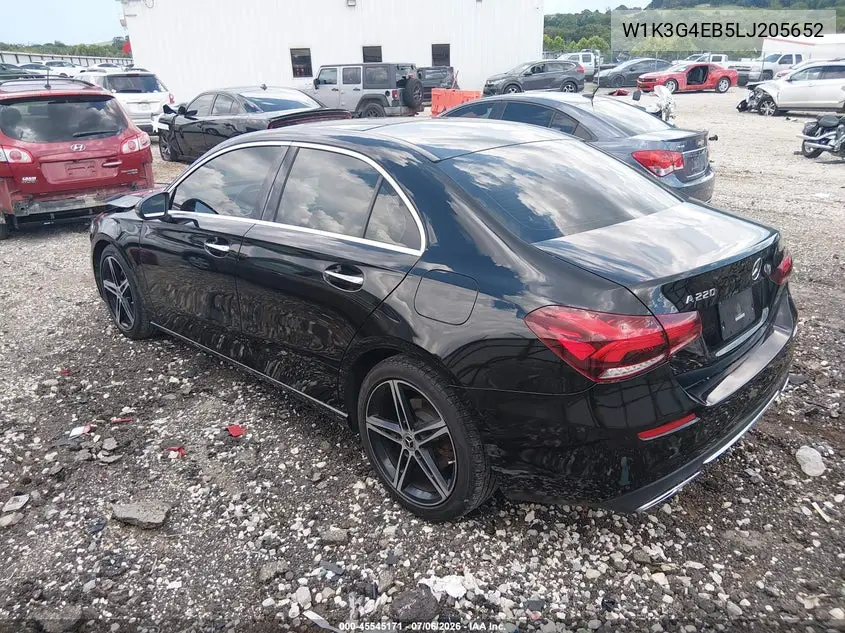 2020 Mercedes-Benz A 220 VIN: W1K3G4EB5LJ205652 Lot: 45545171