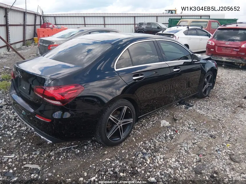 2020 Mercedes-Benz A 220 VIN: W1K3G4EB5LJ205652 Lot: 45545171