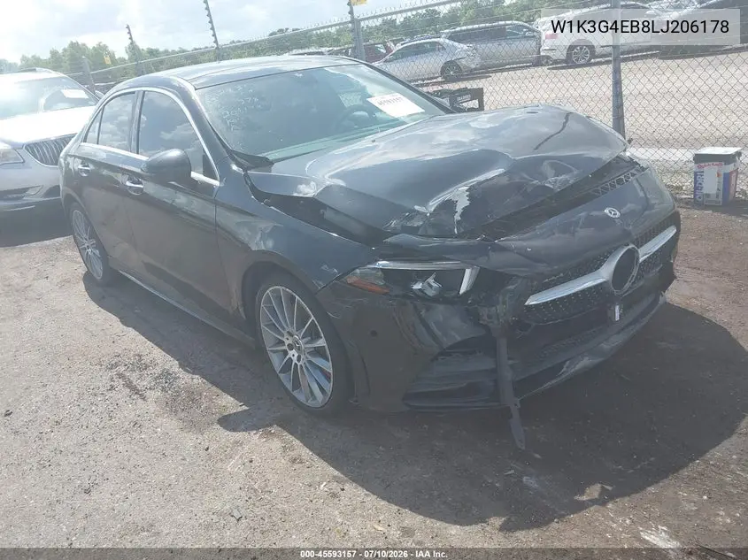 2020 Mercedes-Benz A 220 VIN: W1K3G4EB8LJ206178 Lot: 45593157
