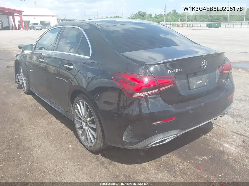 2020 Mercedes-Benz A 220 VIN: W1K3G4EB8LJ206178 Lot: 45593157