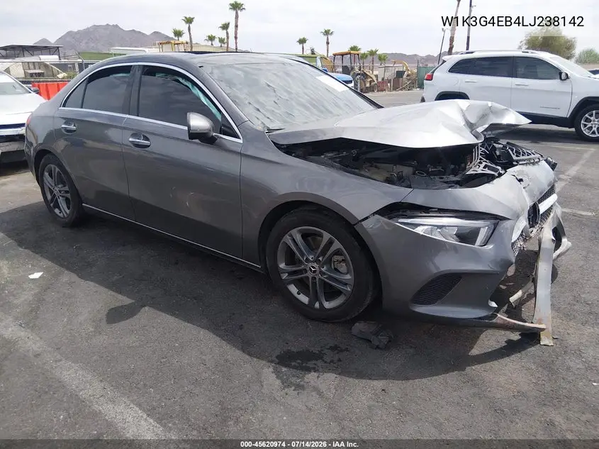 2020 Mercedes-Benz A 220 VIN: W1K3G4EB4LJ238142 Lot: 45620974