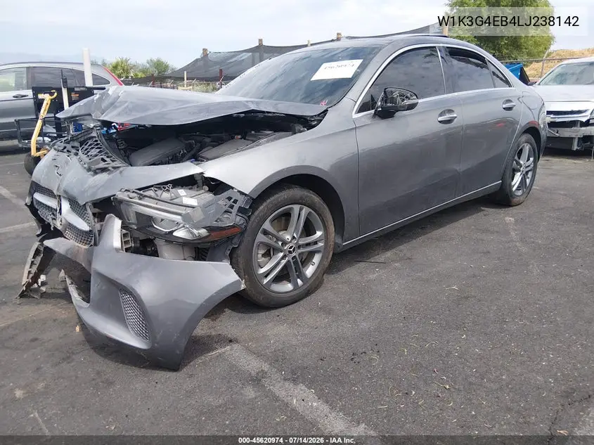 2020 Mercedes-Benz A 220 VIN: W1K3G4EB4LJ238142 Lot: 45620974