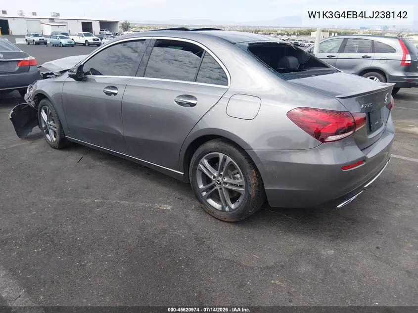 2020 Mercedes-Benz A 220 VIN: W1K3G4EB4LJ238142 Lot: 45620974