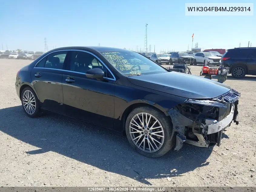 2021 Mercedes-Benz A 220 4Matic VIN: W1K3G4FB4MJ299314 Lot: 12639487