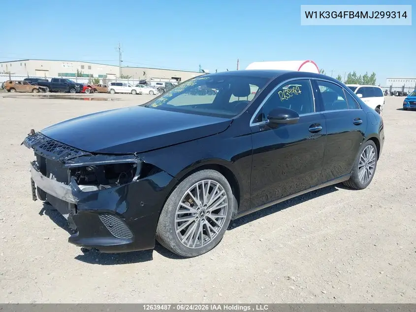2021 Mercedes-Benz A 220 4Matic VIN: W1K3G4FB4MJ299314 Lot: 12639487