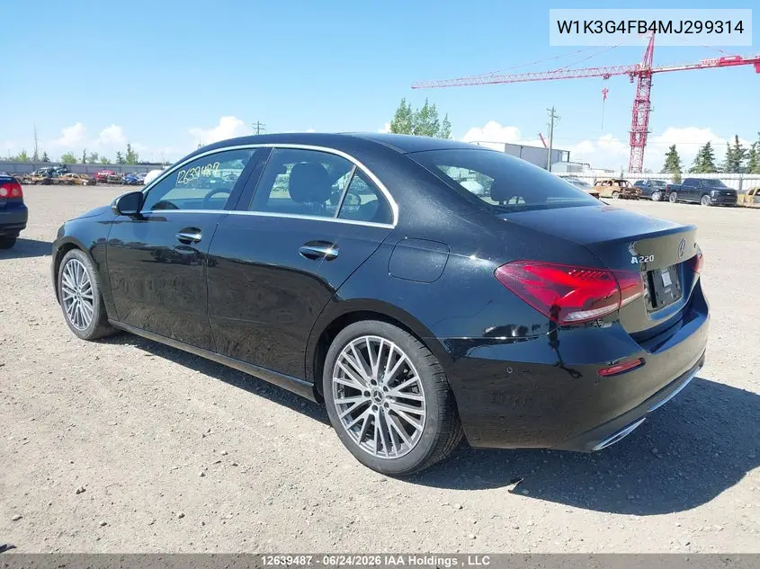 2021 Mercedes-Benz A 220 4Matic VIN: W1K3G4FB4MJ299314 Lot: 12639487