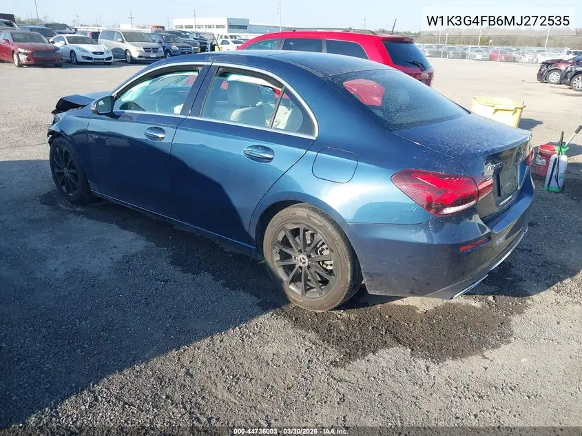 2021 Mercedes-Benz A 220 4Matic VIN: W1K3G4FB6MJ272535 Lot: 44736003