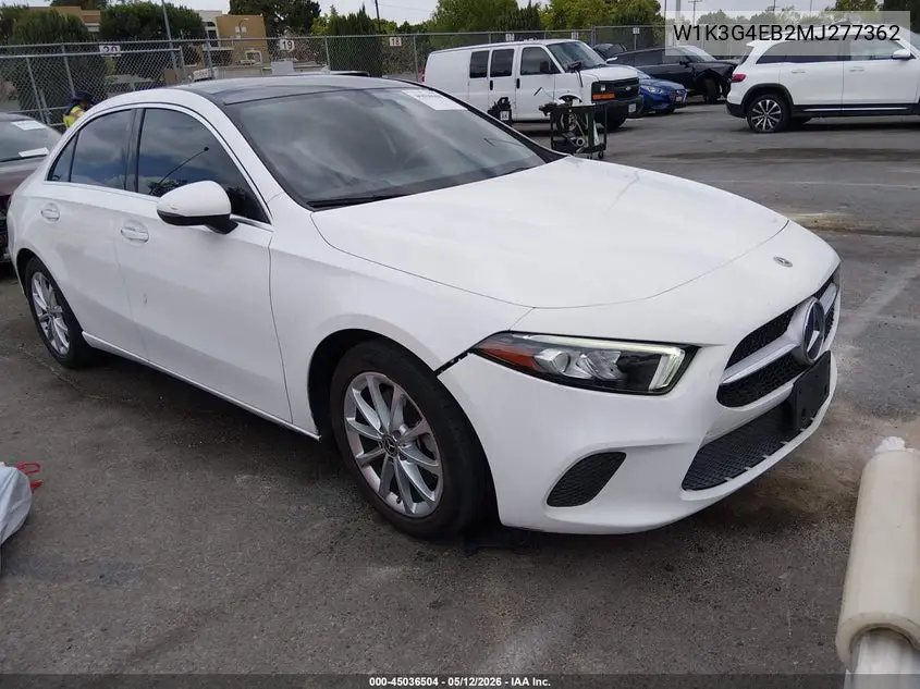 2021 Mercedes-Benz A 220 VIN: W1K3G4EB2MJ277362 Lot: 45036504