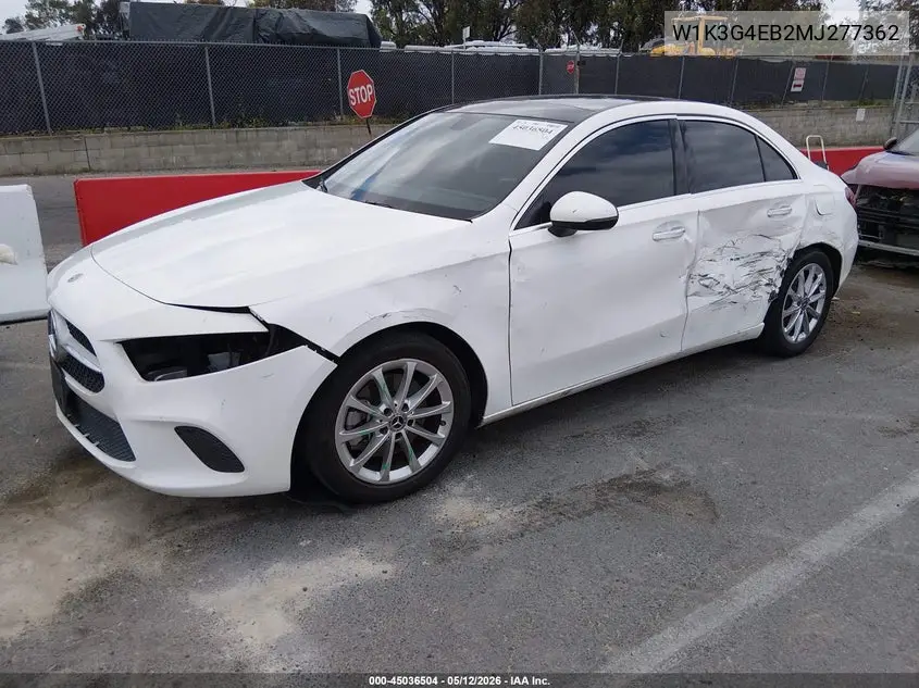 2021 Mercedes-Benz A 220 VIN: W1K3G4EB2MJ277362 Lot: 45036504